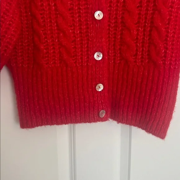 Rouge Paris Gorgeous Red Button-Up Cardigan Size 40 USA Size 8 - Picture 5 of 6